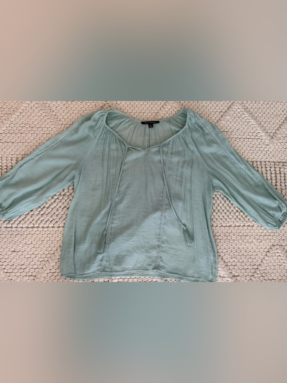 Zac & Rachel Light Sage Tassel Peasant Blouse